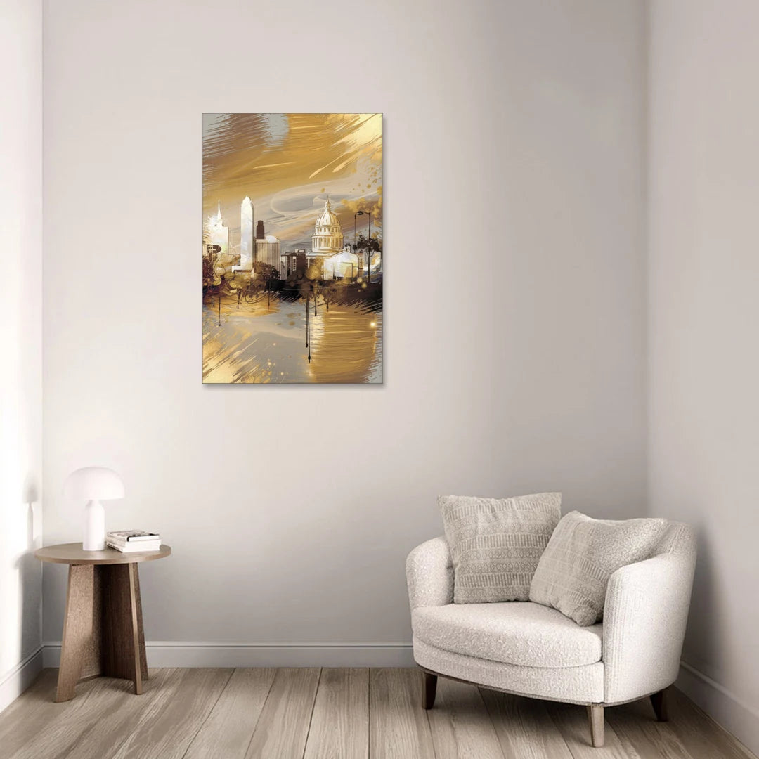 Lincoln Downtown Streetscape - Canvas Wall Art - Sofa - 24x36