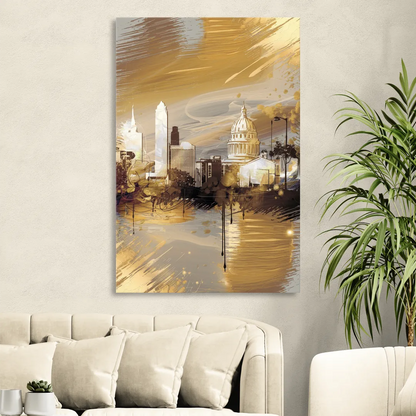 Lincoln Downtown Streetscape Sitting Room - Canvas Wall Art