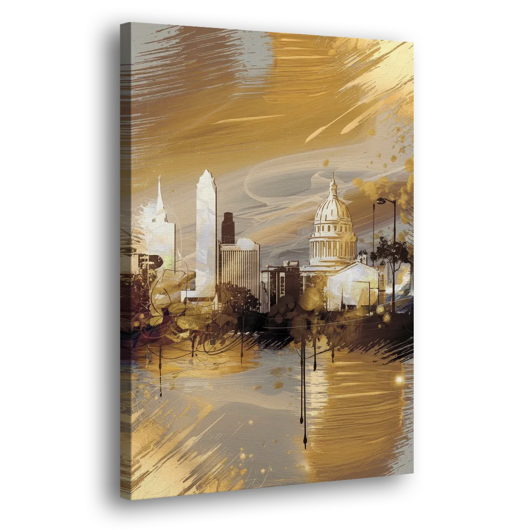 Lincoln Downtown Streetscape Side - Canvas Wall Art