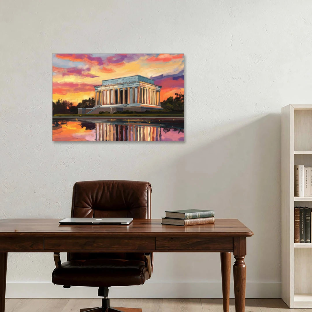 Lincoln Memorial Sunset - Canvas Wall Art - Office - 36x24