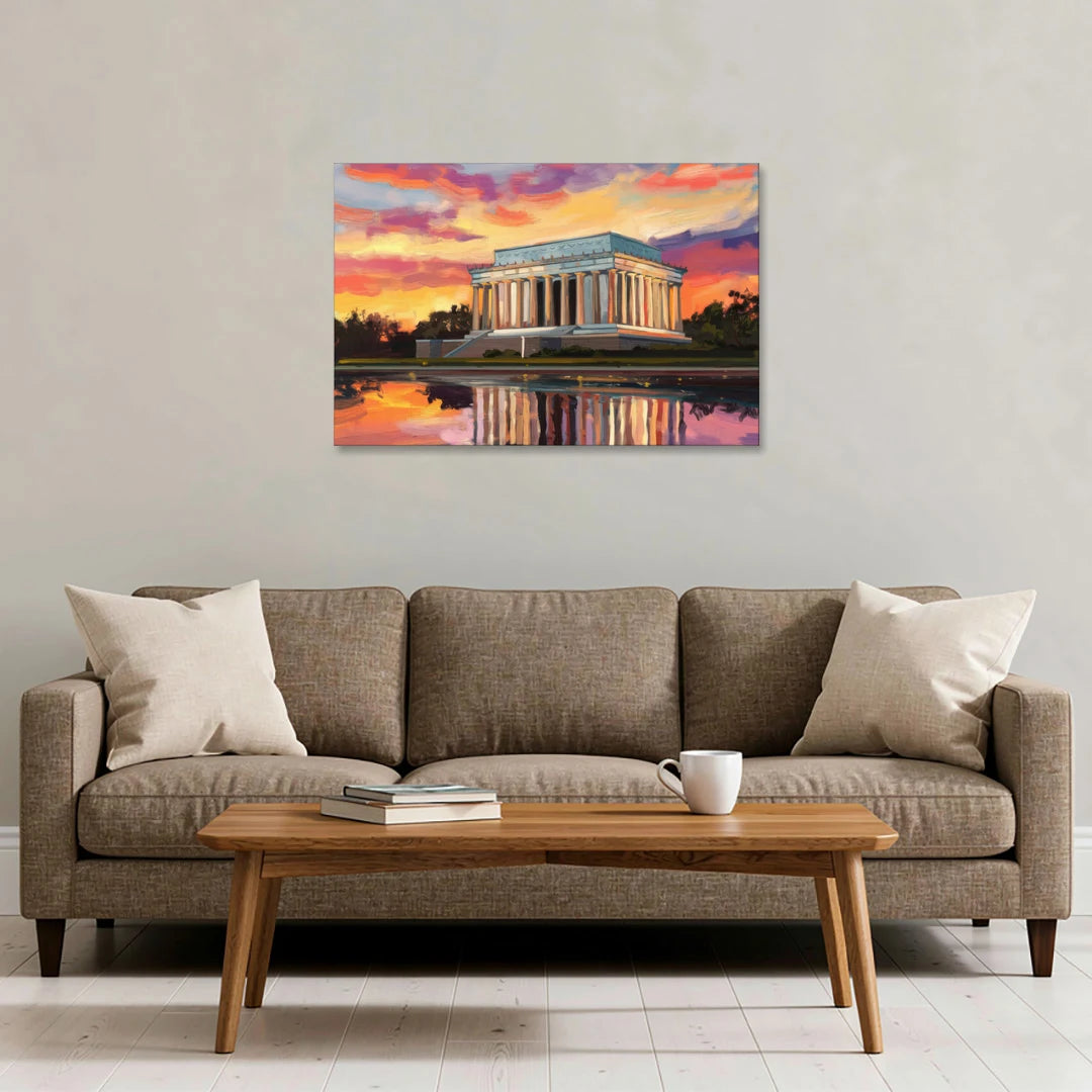 Lincoln Memorial Sunset - Canvas Wall Art - Sofa - 36x24