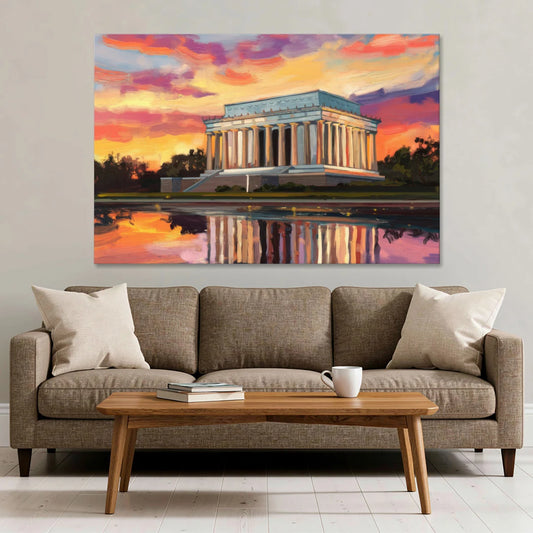 Lincoln Memorial Sunset - Canvas Wall Art - Sofa - 60x40