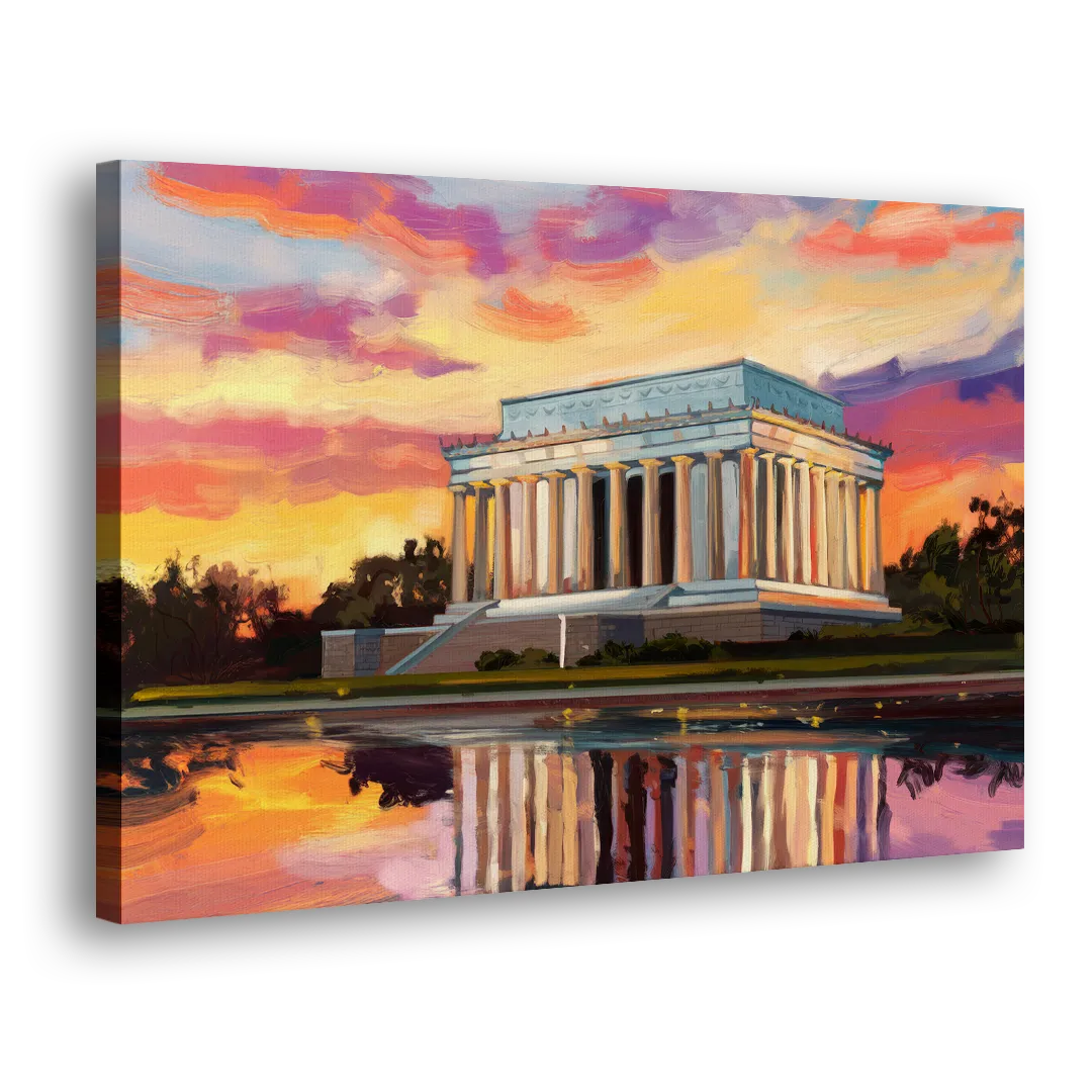 Lincoln Memorial Sunset Side - Canvas Wall Art