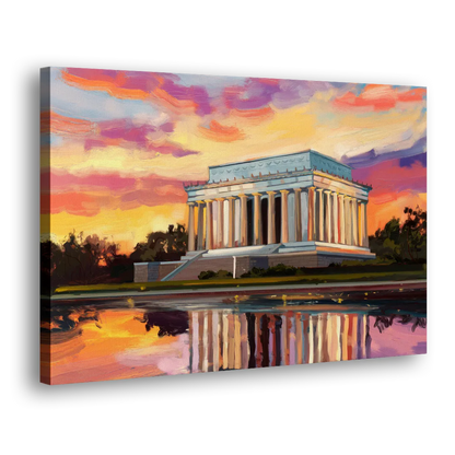 Lincoln Memorial Sunset Side - Canvas Wall Art