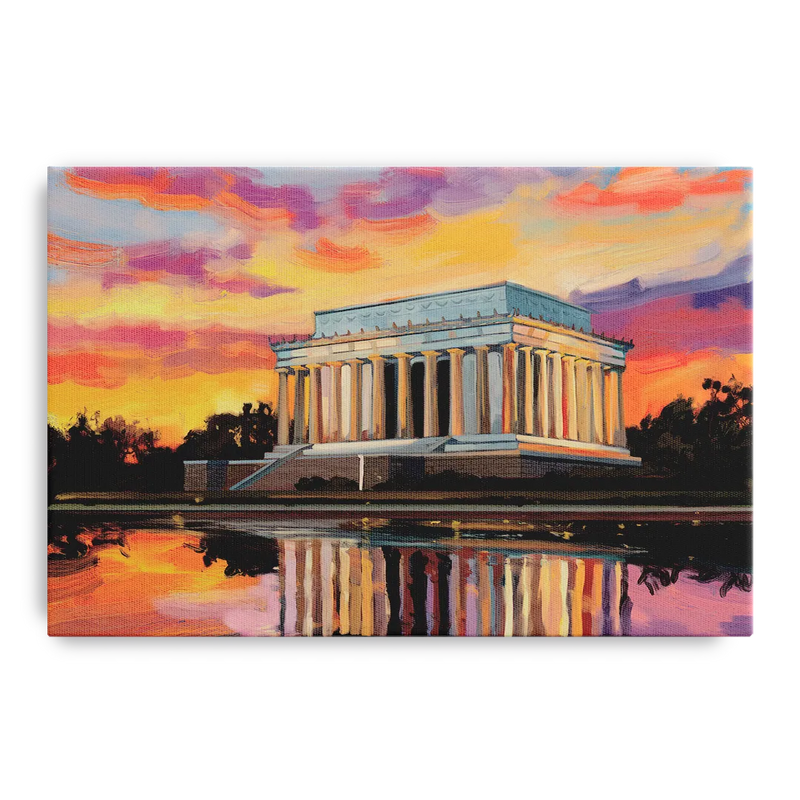 Lincoln Memorial Sunset Front - Canvas Wall Art