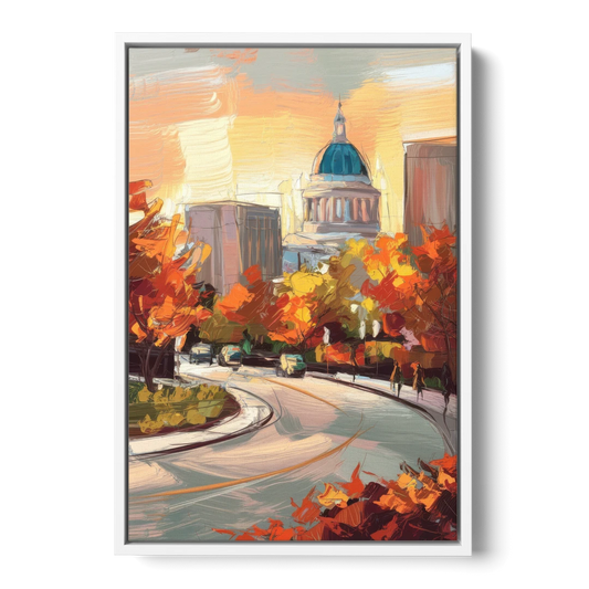 Lincoln Scenic Views - White Framed Canvas Wall Art - Front