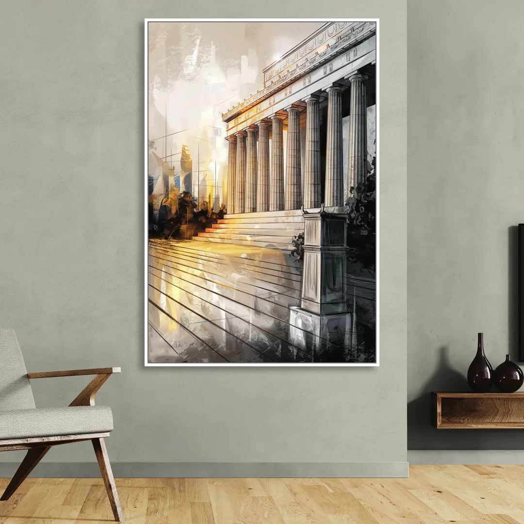 Lincoln Urban Charm Living Room - White Canvas Wall Art