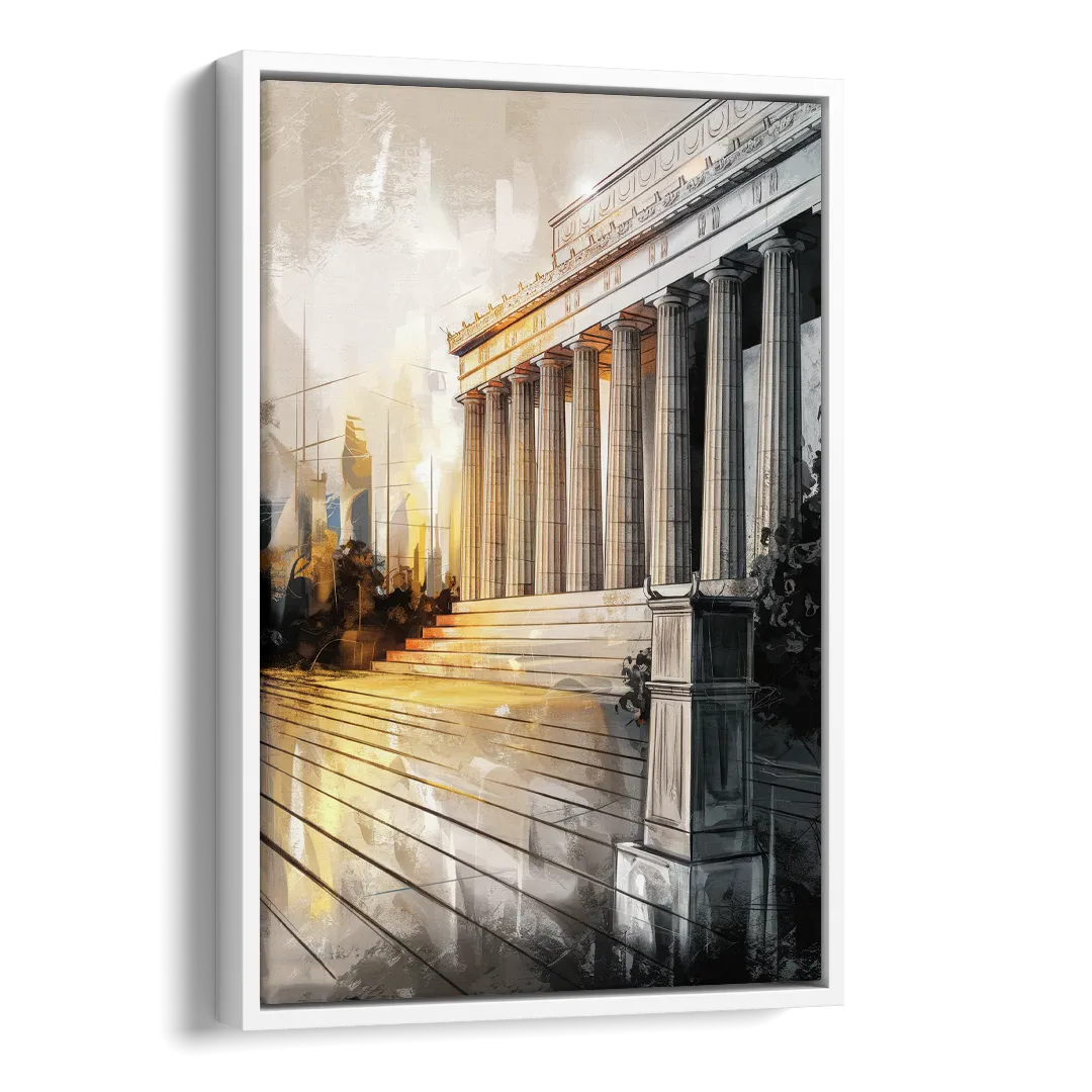 Lincoln Urban Charm Side - White Canvas Wall Art