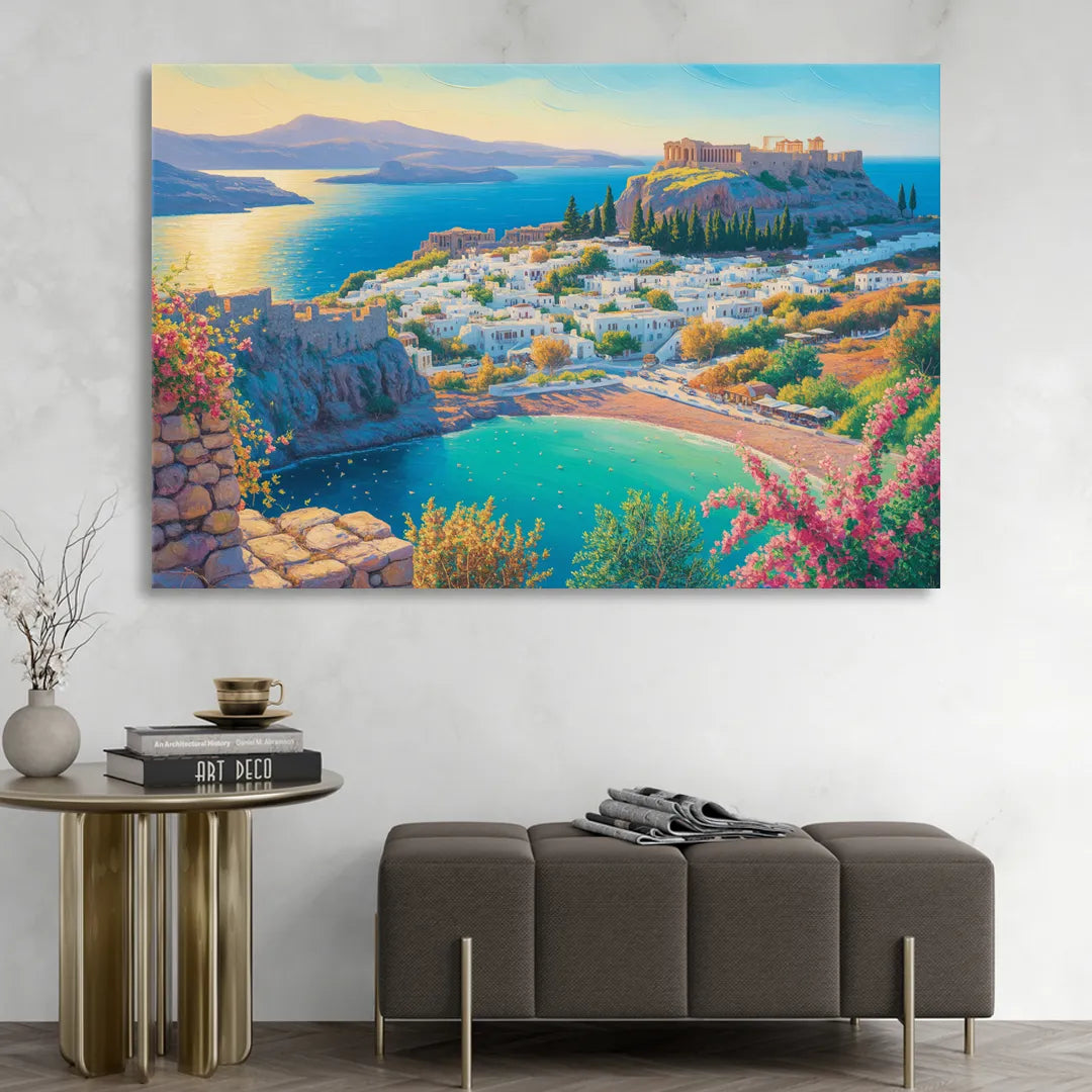 Lindos Views Sitting Room - Canvas Wall Art