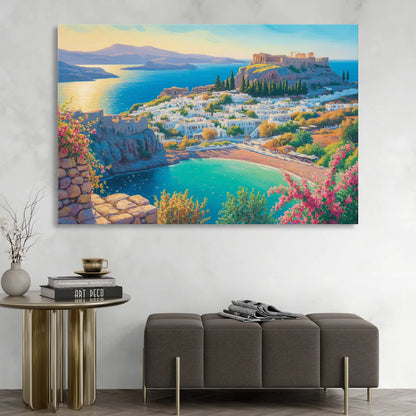 Lindos Views Sitting Room - Canvas Wall Art