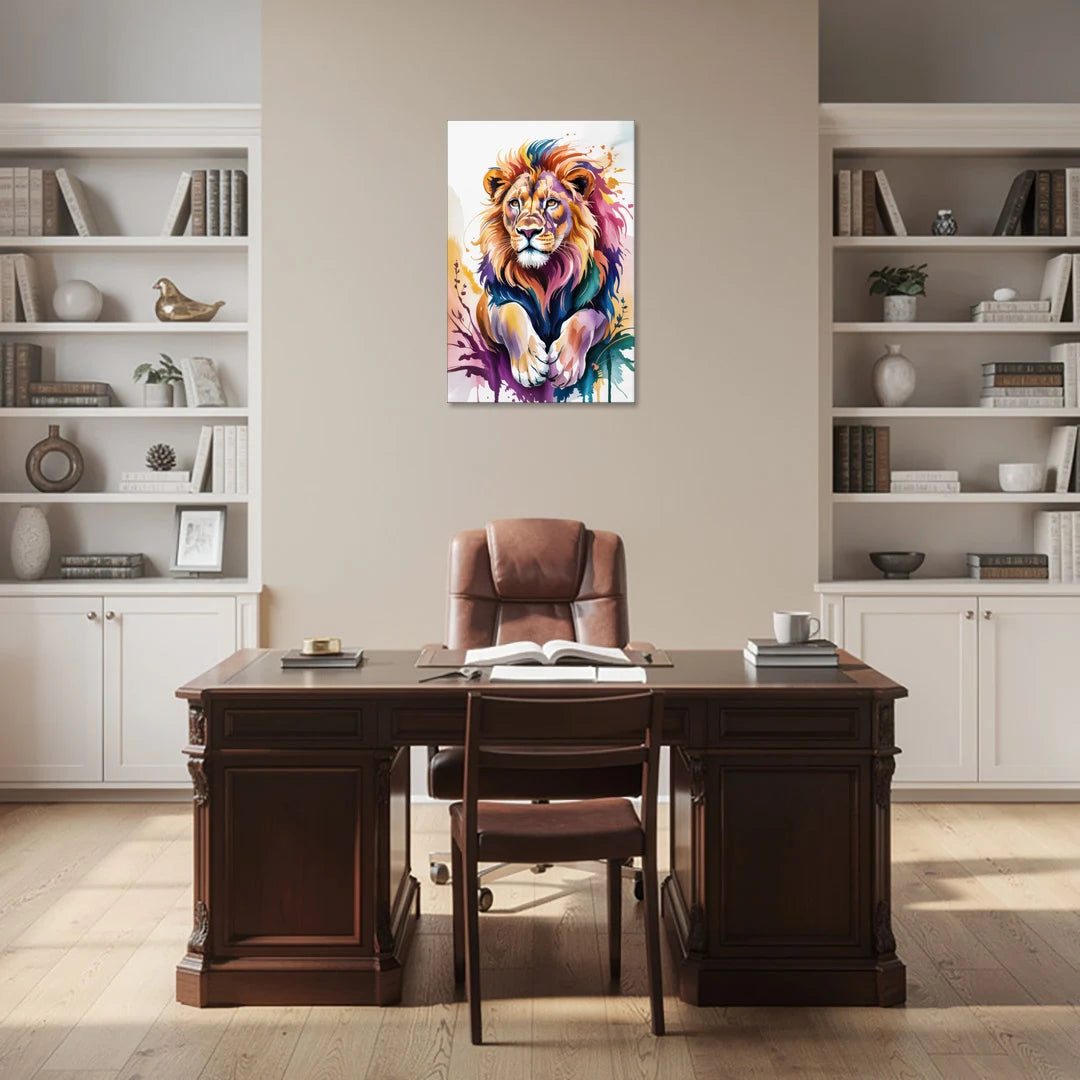 Lion in Abstract Form - Canvas Wall Art - Office - 24x36