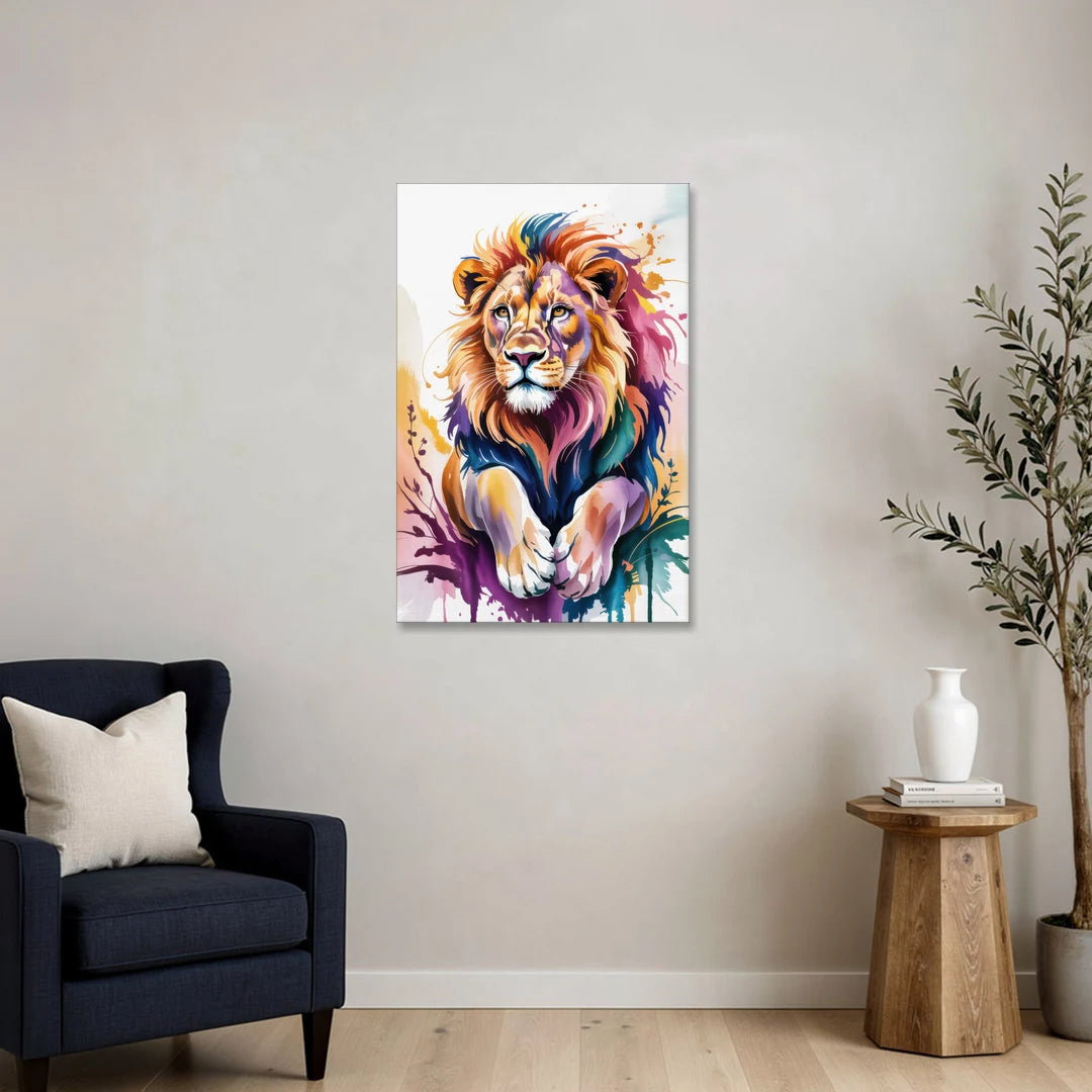 Lion in Abstract Form - Canvas Wall Art - Sofa - 24x36