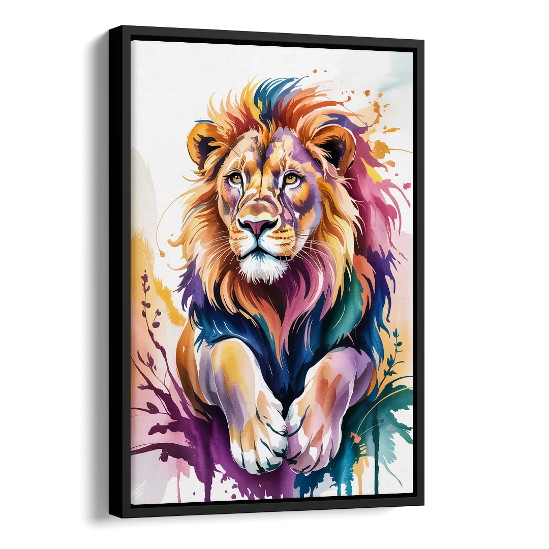 Lion in Abstract Form Side - Black Canvas Wall Art