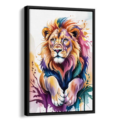 Lion in Abstract Form Side - Black Canvas Wall Art