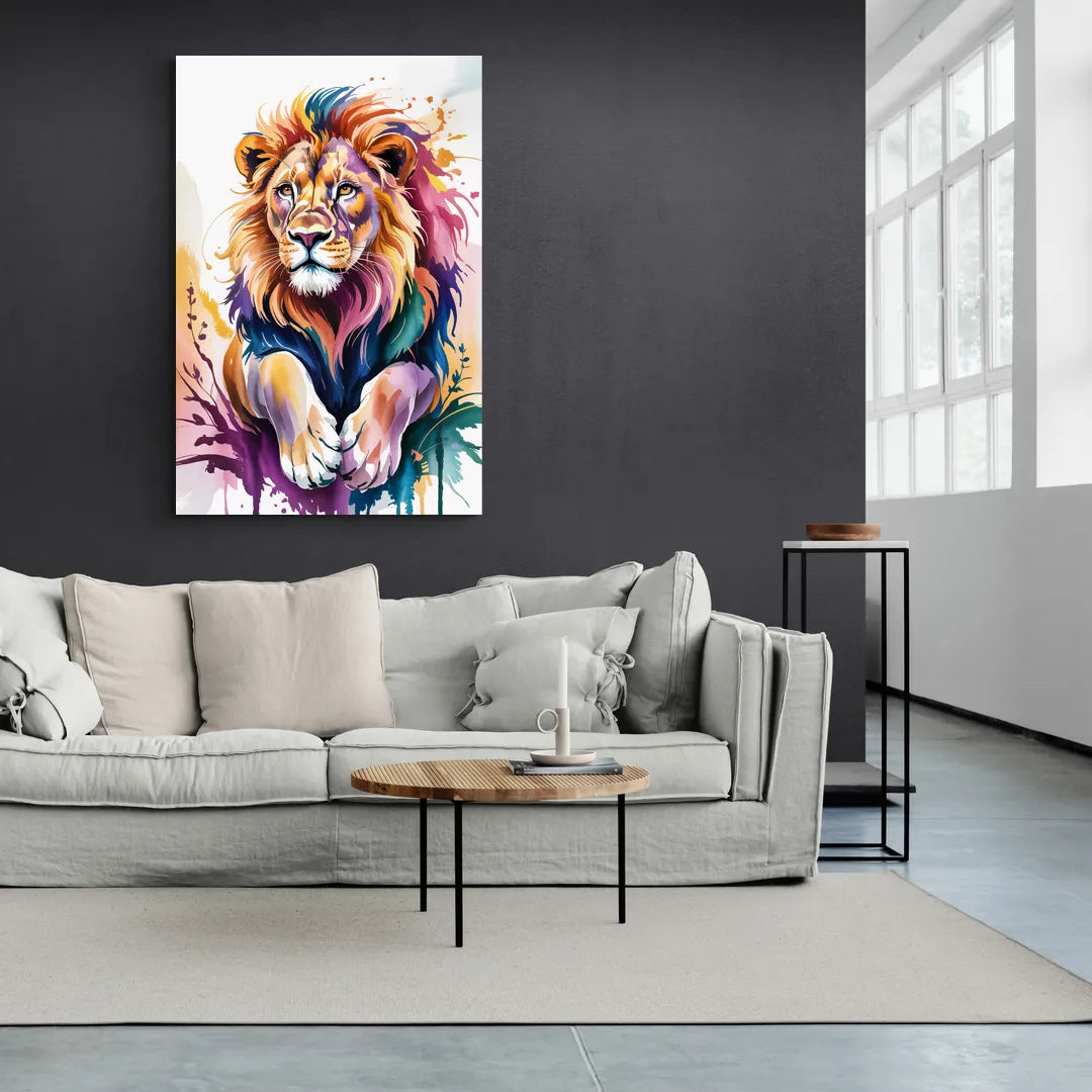 Lion in Abstract Form - Canvas Wall Art Living Room