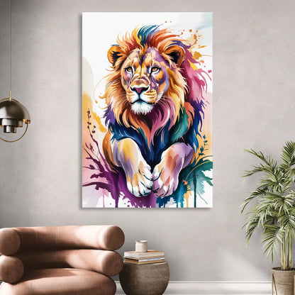 Lion in Abstract Form Sitting Room - Canvas Wall Art