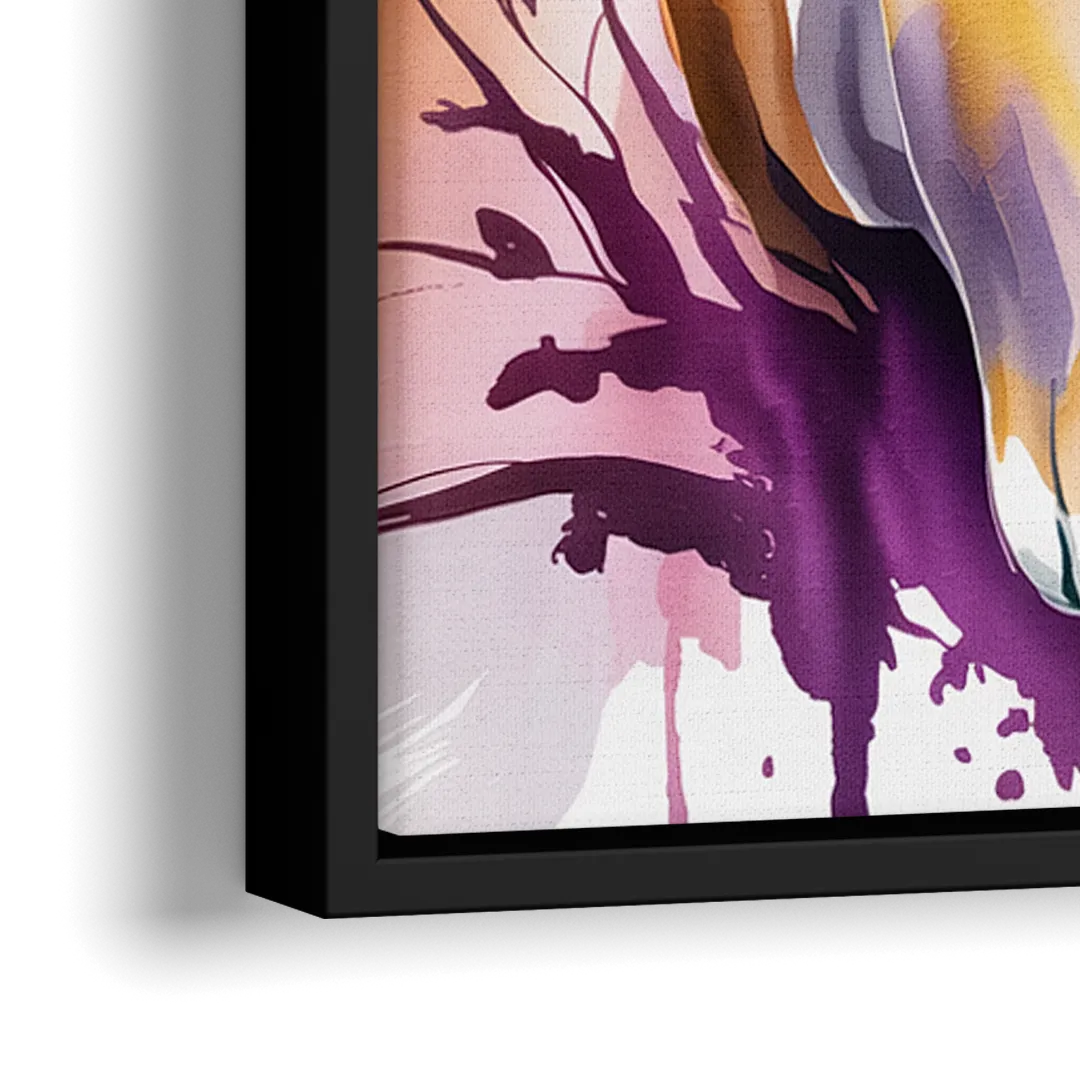 Lion in Abstract Form - Close-Up Black Frame Canvas