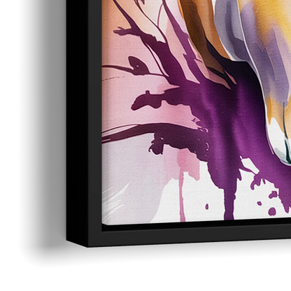 Lion in Abstract Form - Close-Up Black Frame Canvas