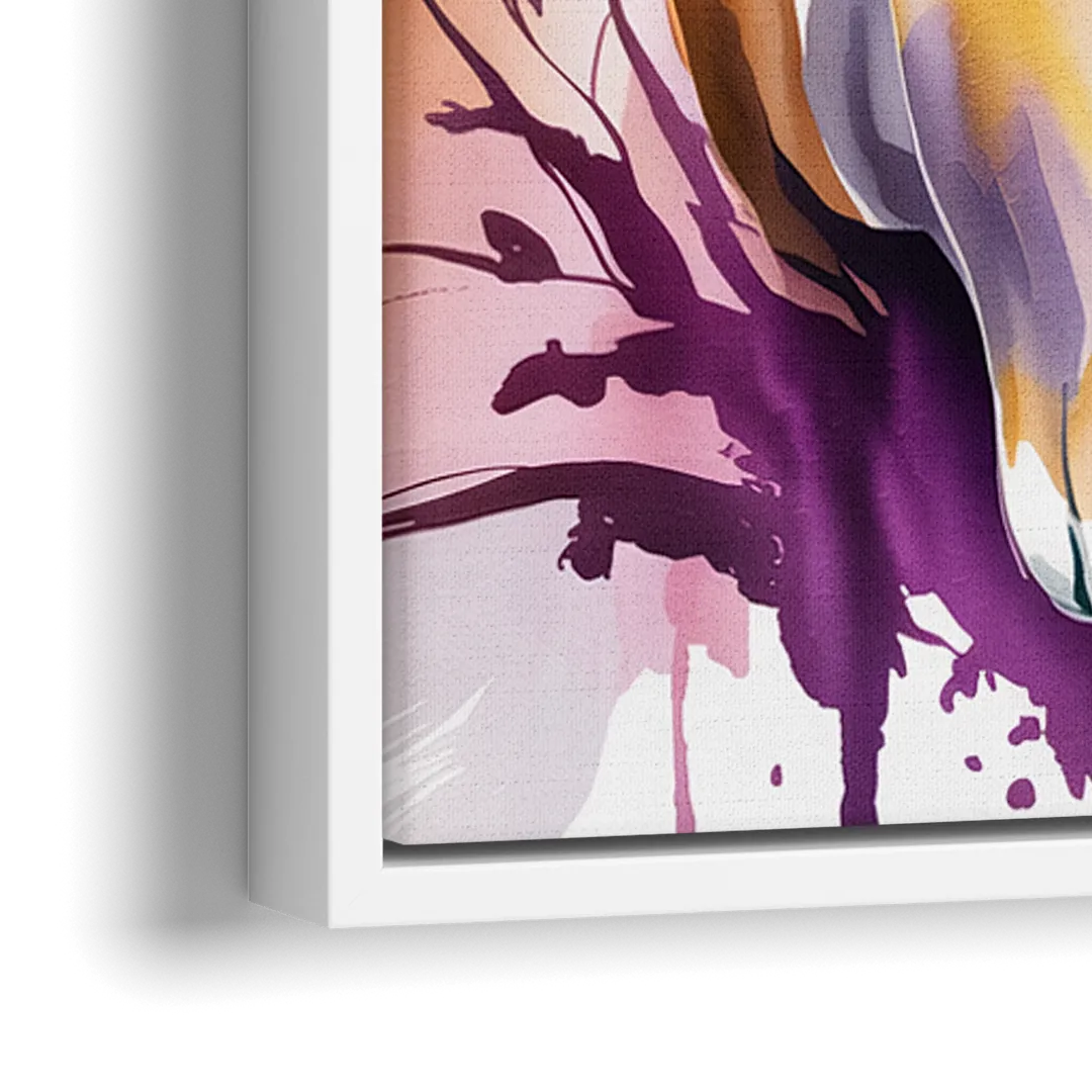 Lion in Abstract Form - Close-Up White Frame Canvas
