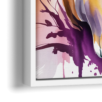 Lion in Abstract Form - Close-Up White Frame Canvas
