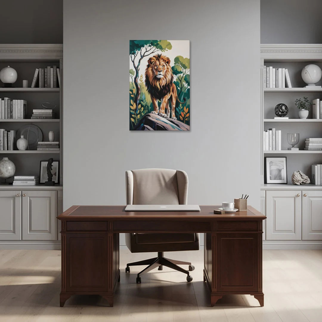 Lion in Harmony - Canvas Wall Art - Office - 24x36