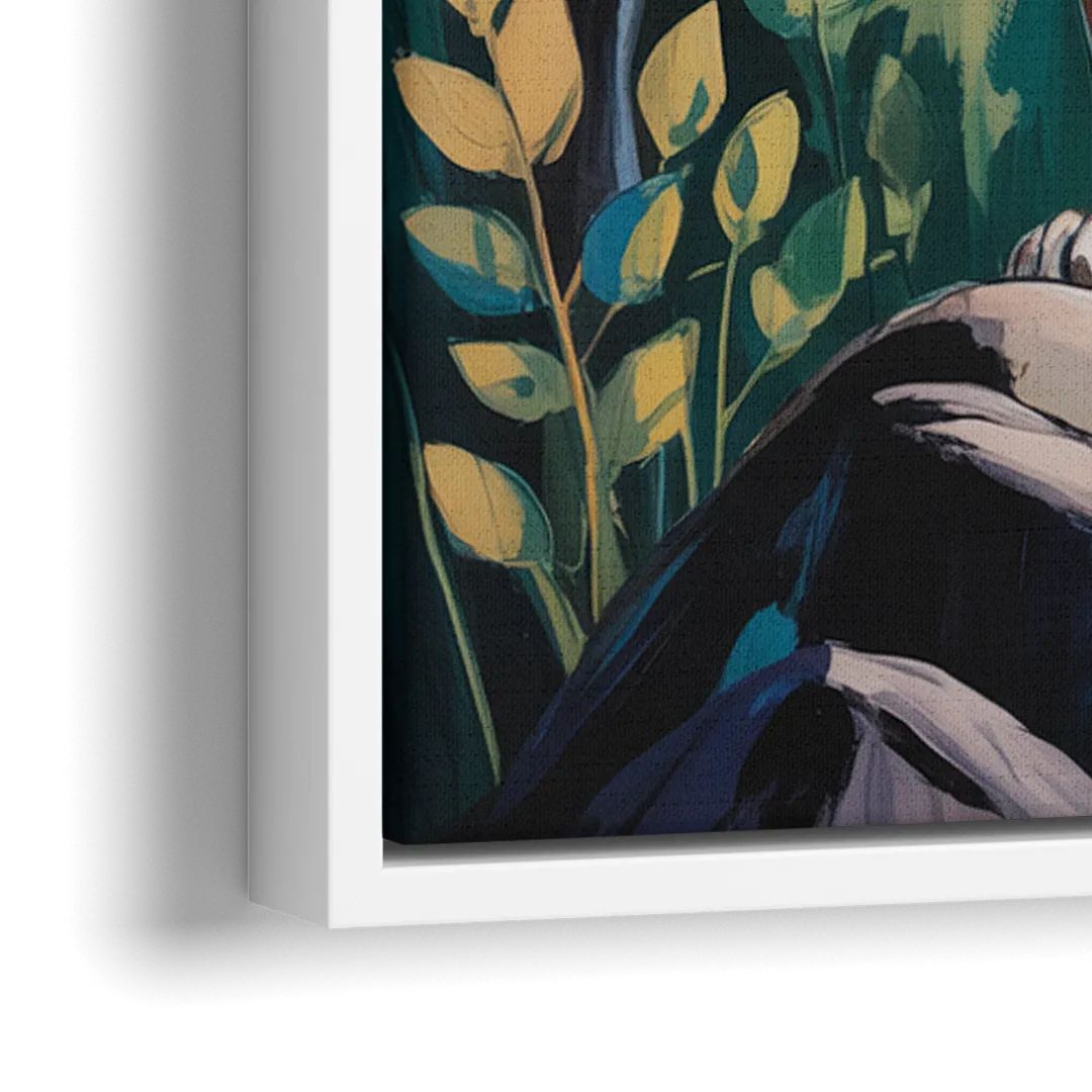 Lion in Harmony - Close-Up White Frame Canvas