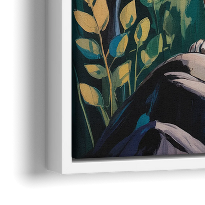 Lion in Harmony - Close-Up White Frame Canvas