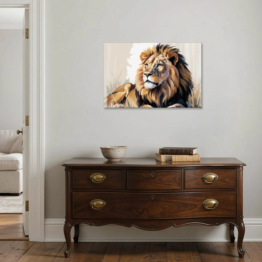 Lion in Thought - Canvas Wall Art - Coffee Table - 36x24