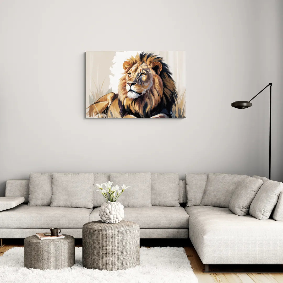 Lion in Thought - Canvas Wall Art Living Room