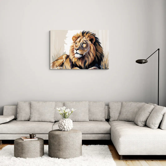 Lion in Thought - Canvas Wall Art Living Room