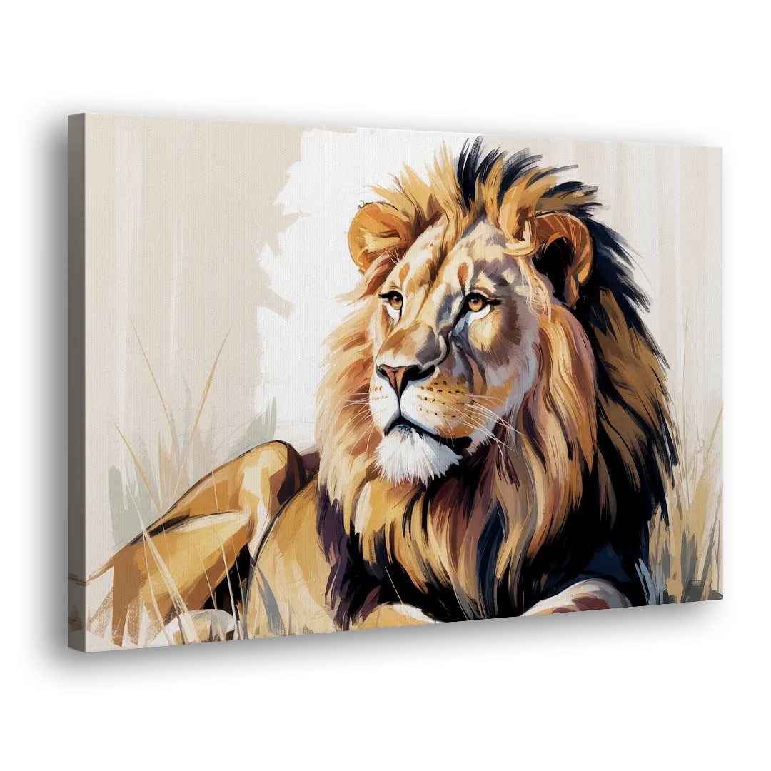 Lion in Thought Side - Canvas Wall Art