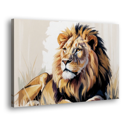 Lion in Thought Side - Canvas Wall Art