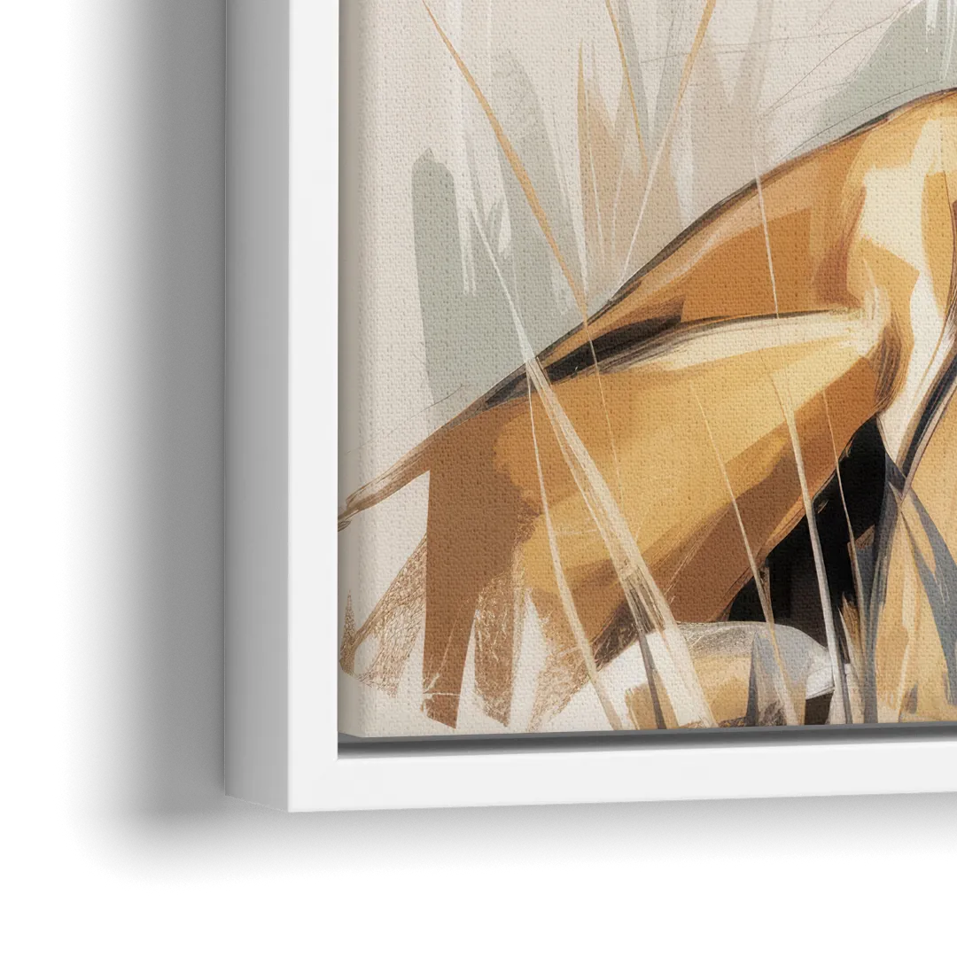 Lion in Thought - Close-Up White Frame Canvas
