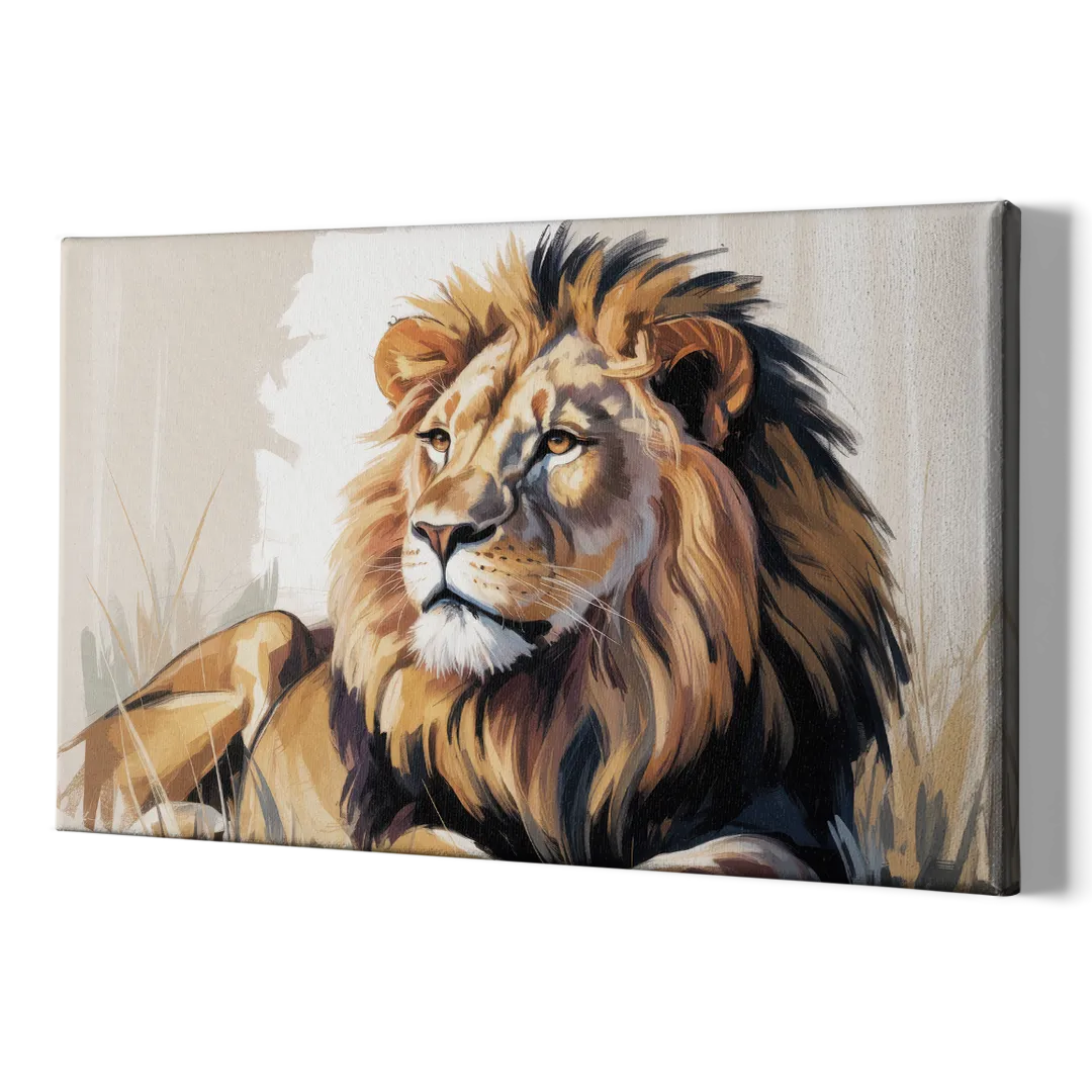 Lion in Thought - Canvas Print Art Sides