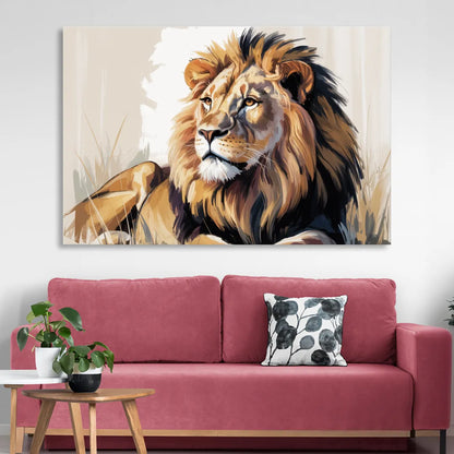 Lion in Thought Sitting Room - Canvas Wall Art