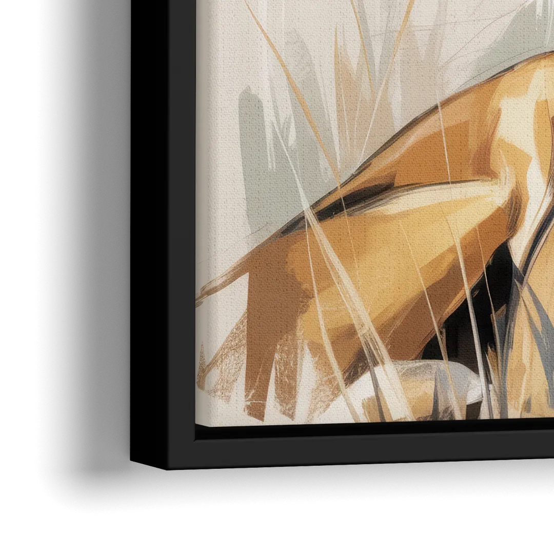 Lion in Thought - Close-Up Black Frame Canvas