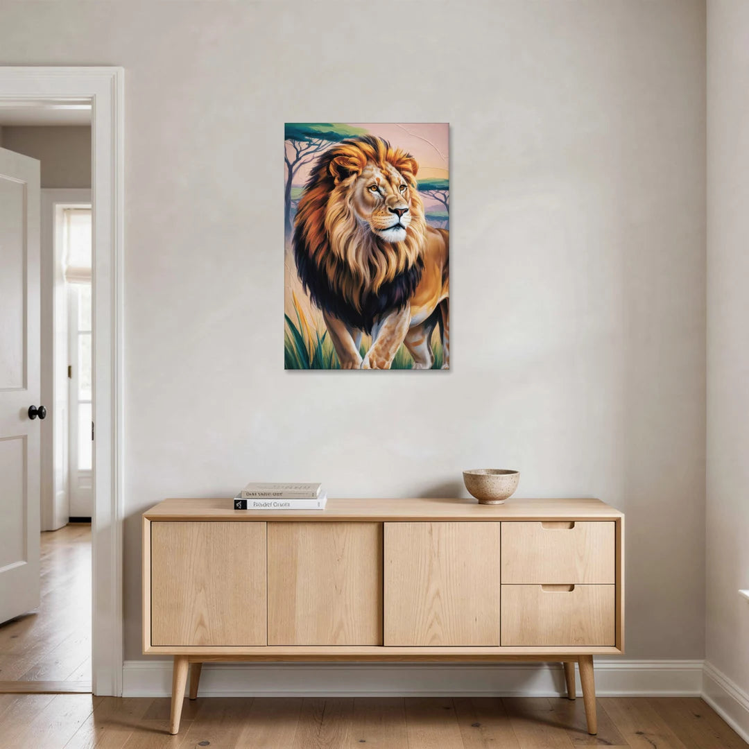 Lion in Tribal Art - Canvas Wall Art - Coffee Table - 24x36