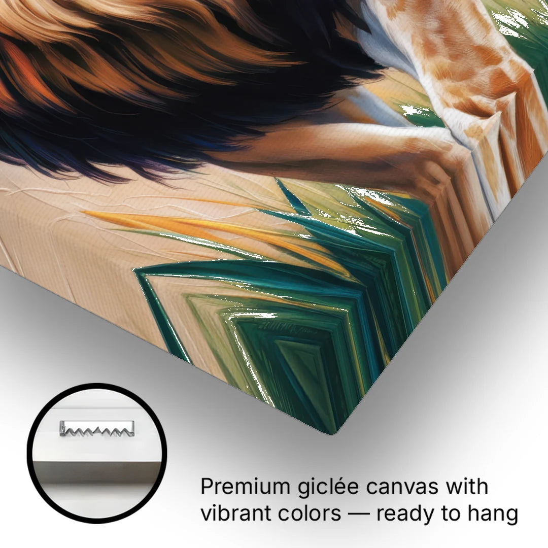 Lion in Tribal Art - Canvas Wall Art - Gallery Wrap Corner