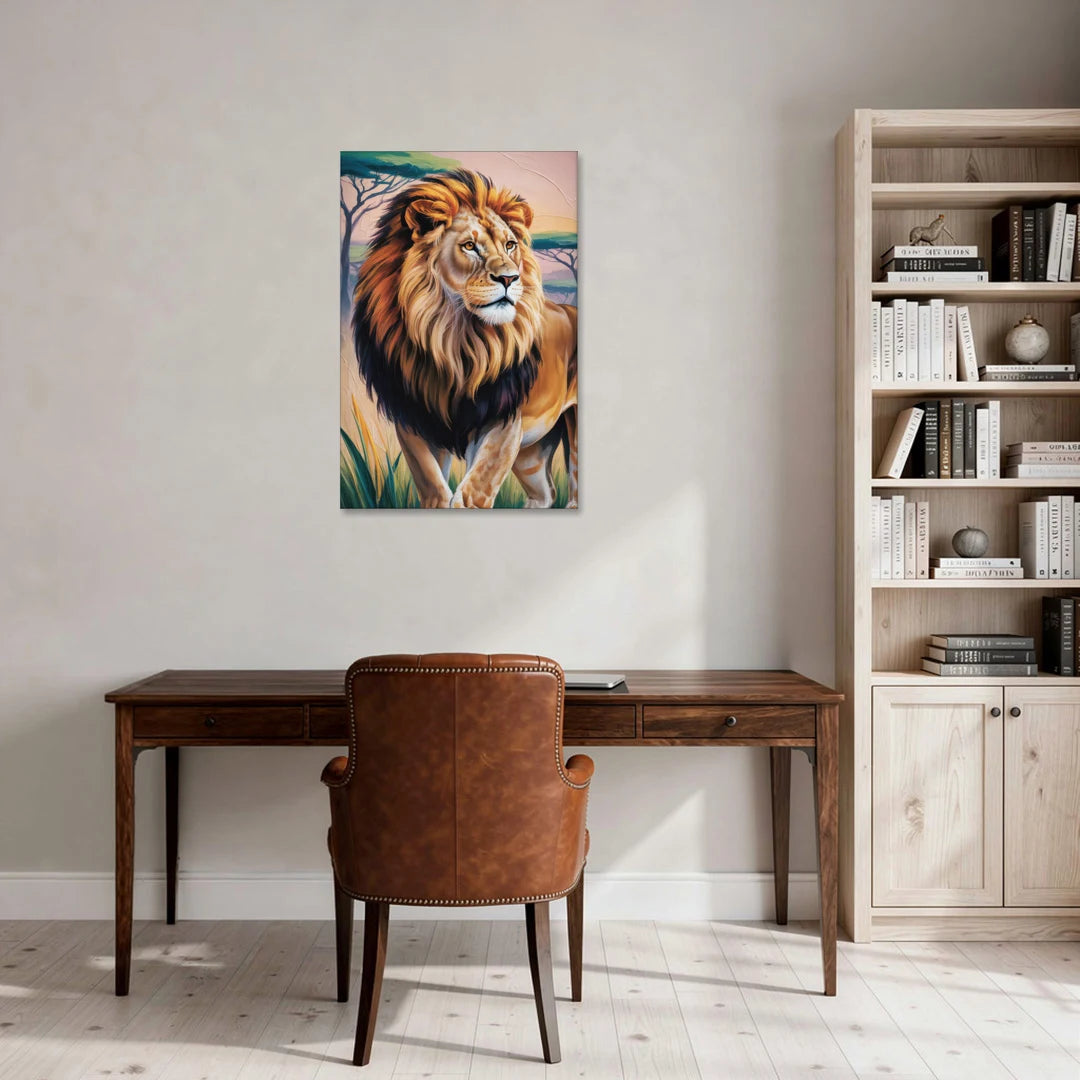 Lion in Tribal Art - Canvas Wall Art - Office - 24x36