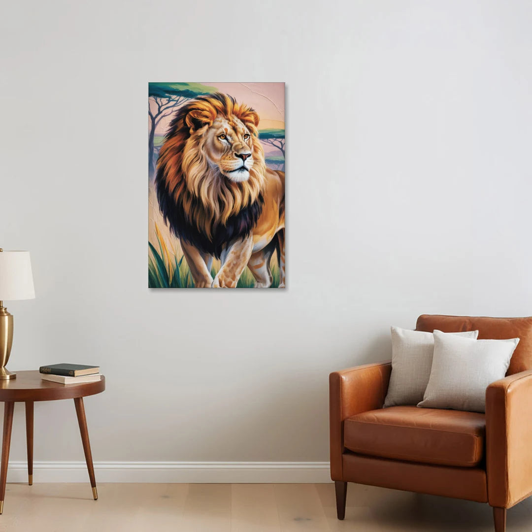 Lion in Tribal Art - Canvas Wall Art - Sofa - 24x36