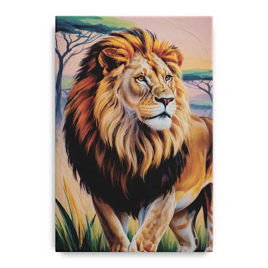 Lion in Tribal Art - Canvas Wall Art