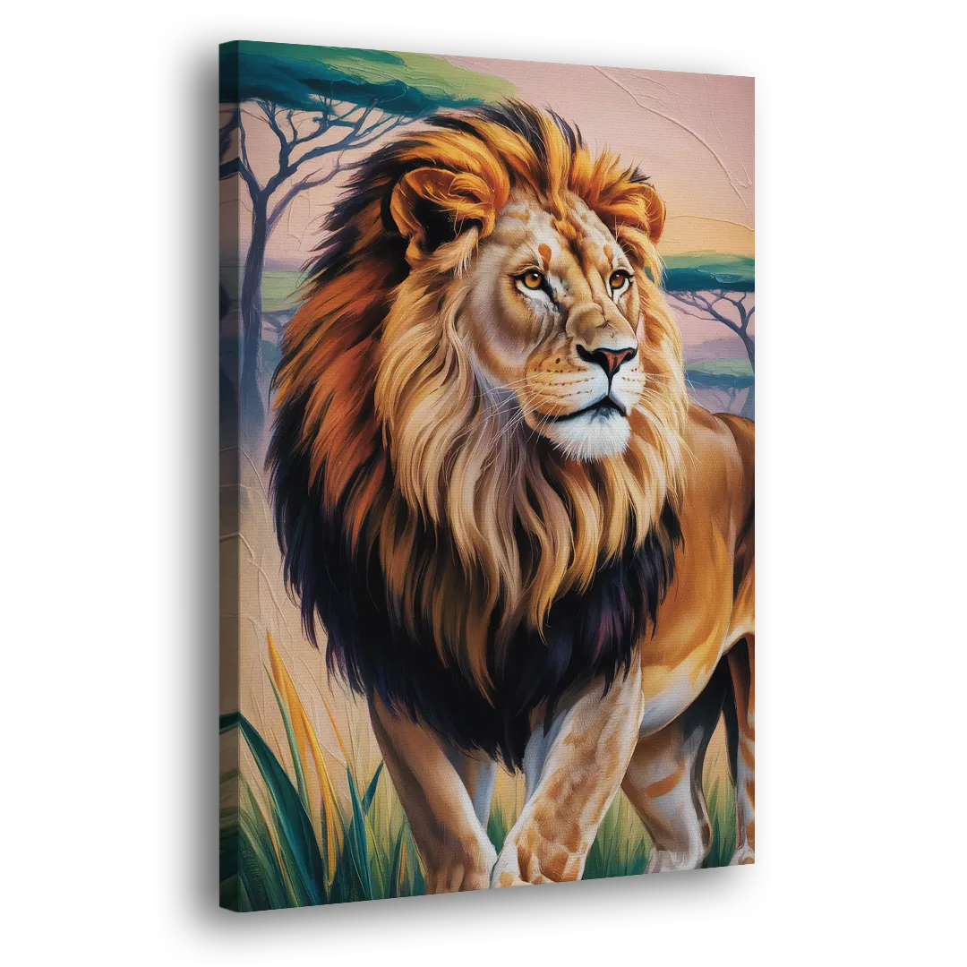 Lion in Tribal Art Side - Canvas Wall Art
