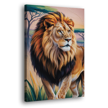 Lion in Tribal Art Side - Canvas Wall Art