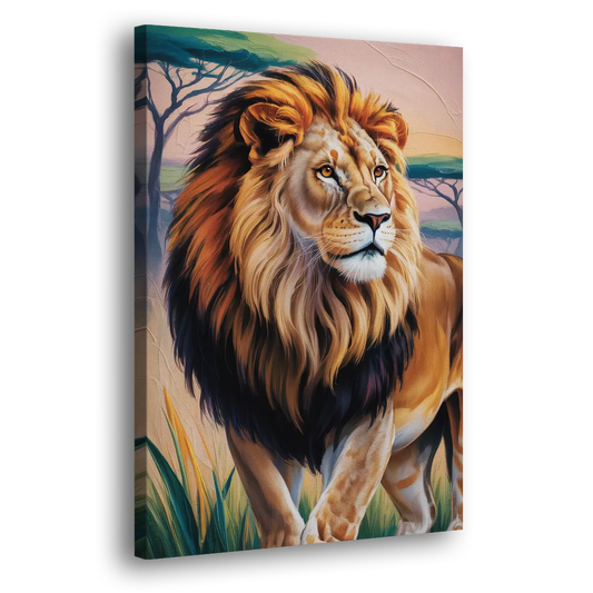 Lion in Tribal Art Side - Canvas Wall Art