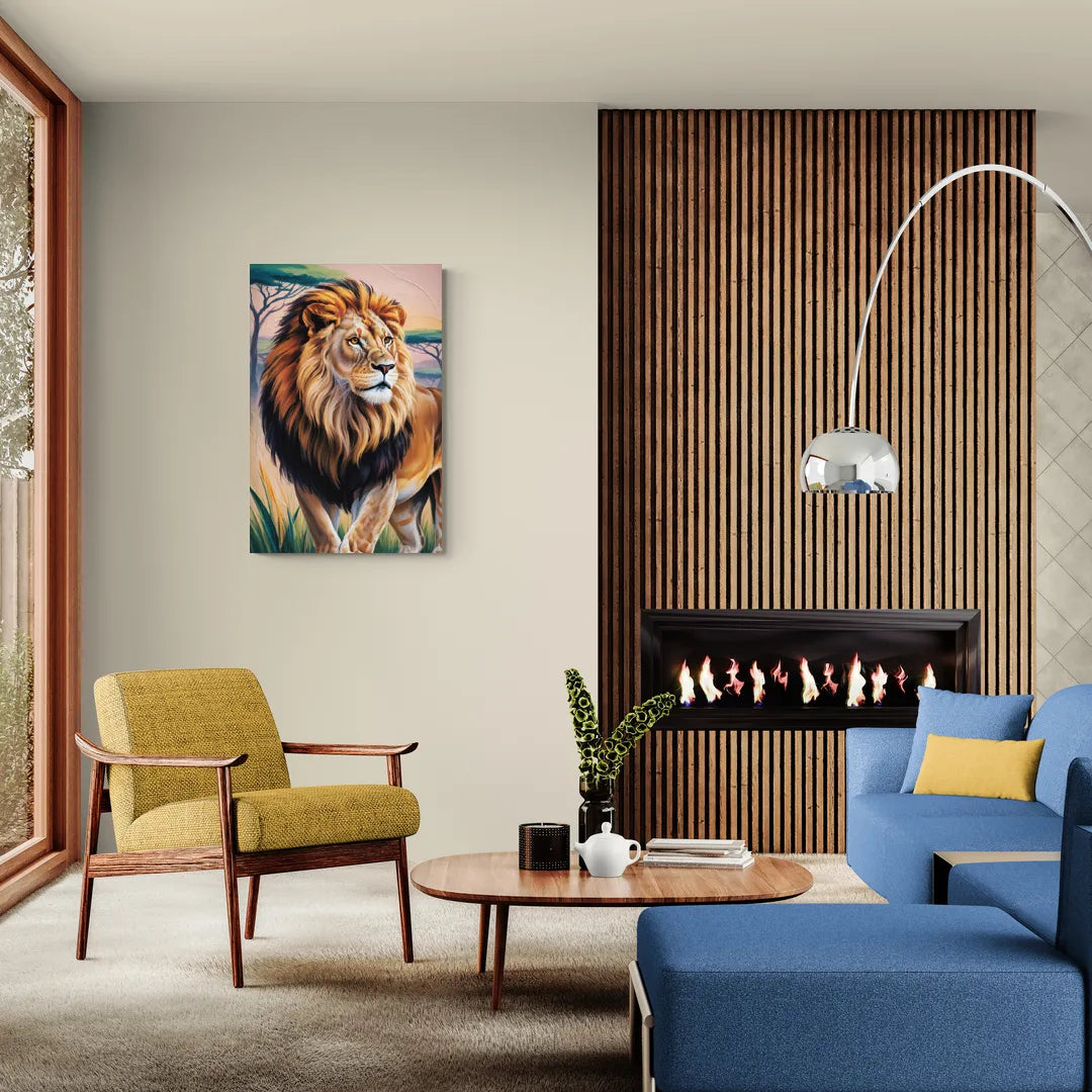 Lion in Tribal Art - Canvas Wall Art Living Room