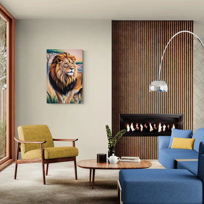 Lion in Tribal Art - Canvas Wall Art Living Room