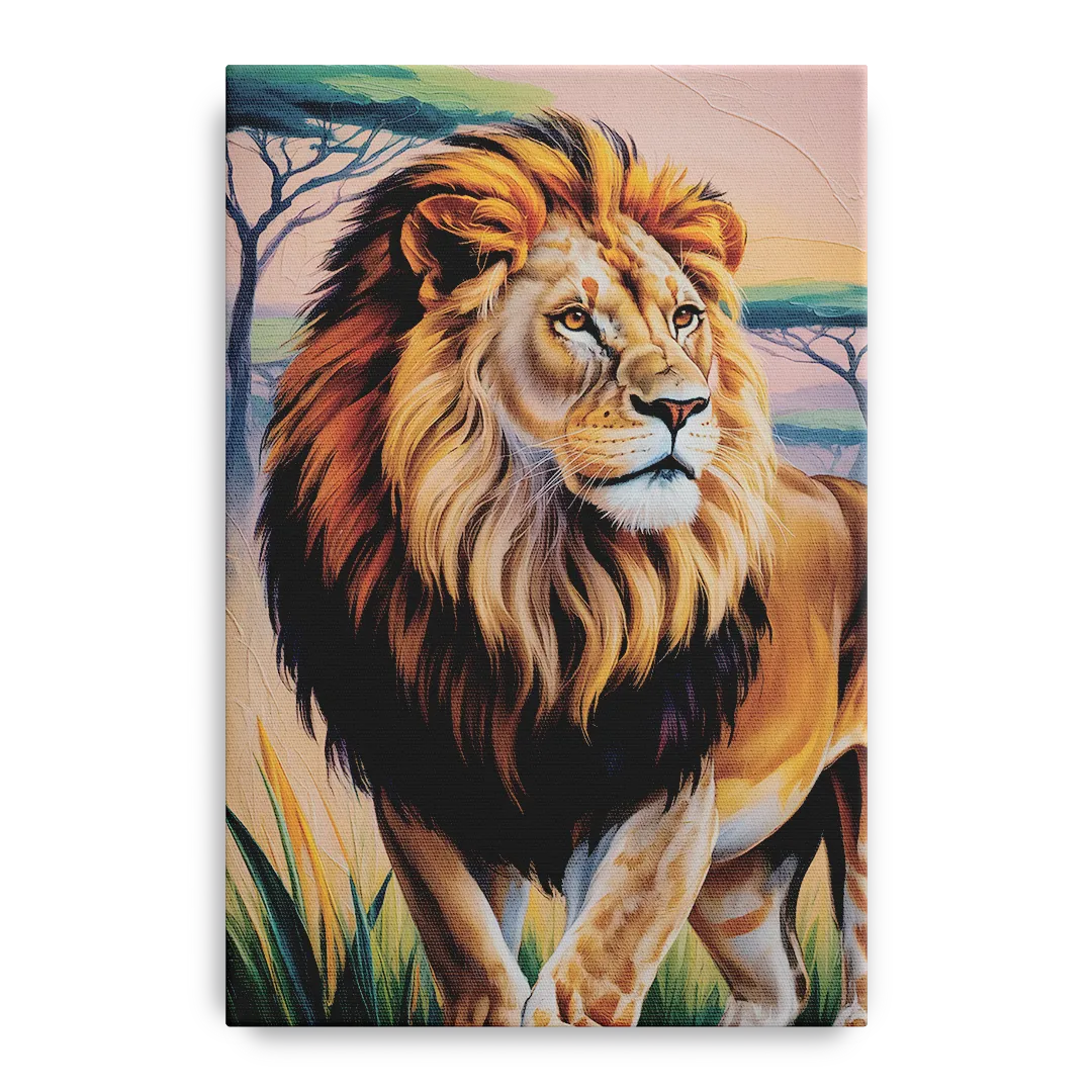 Lion in Tribal Art Front - Canvas Wall Art