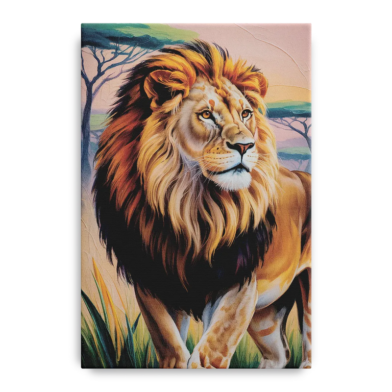 Lion in Tribal Art Front - Canvas Wall Art