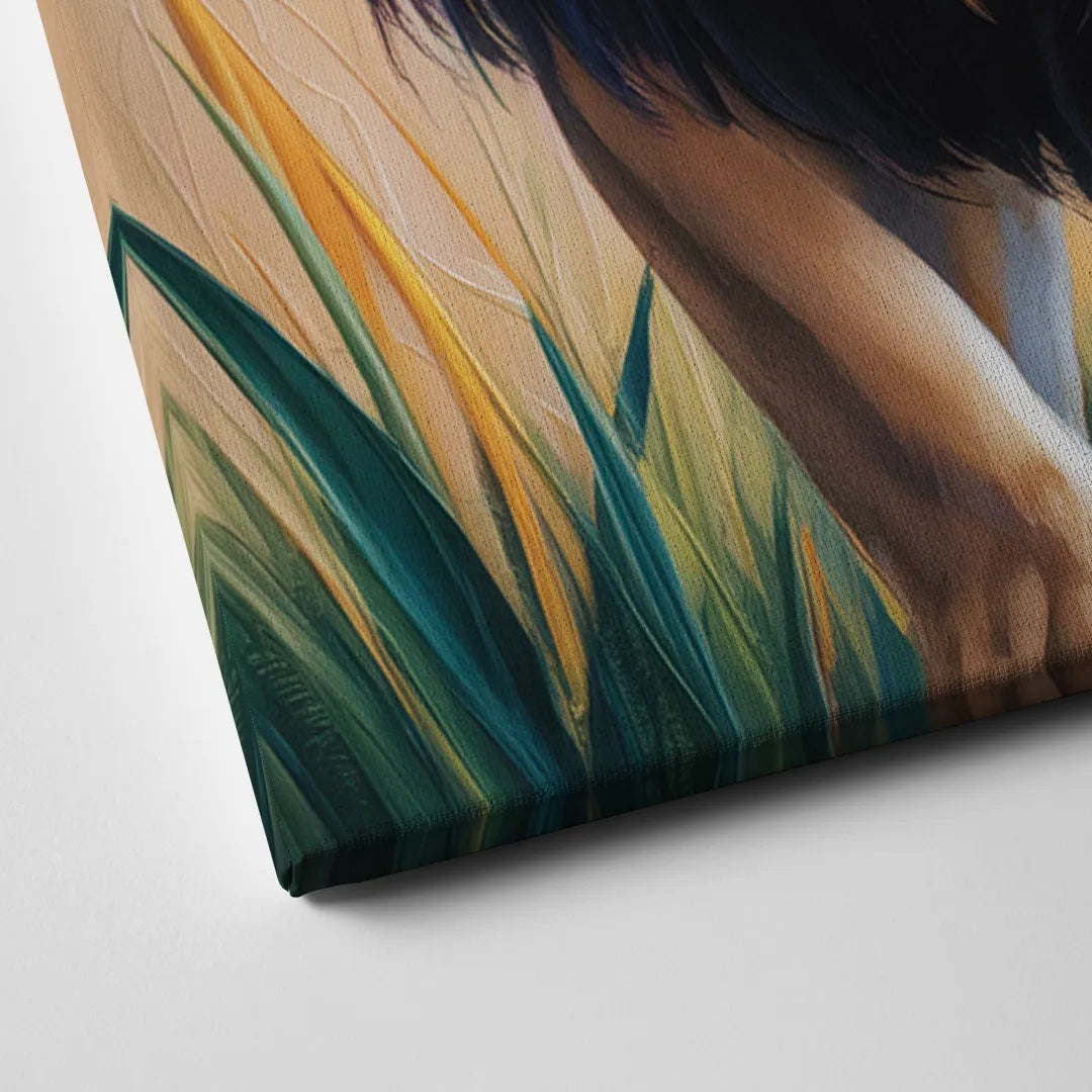Lion in Tribal Art Canvas Close Up