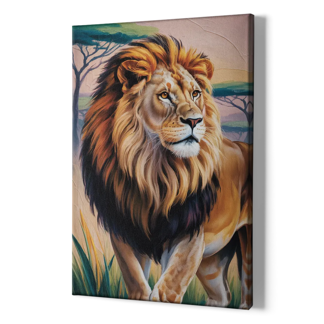 Lion in Tribal Art - Canvas Print Art Sides
